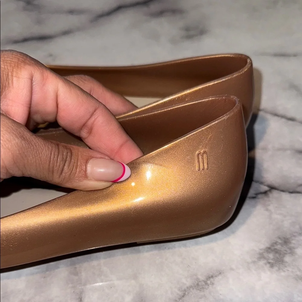 Mini Melissa gold ballerina flats
